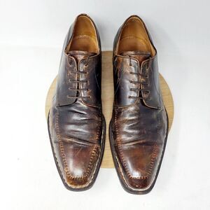 Lidfort x Barneys Shoes Mens 10 Brown Leather Derby Italy Stitched Oxford